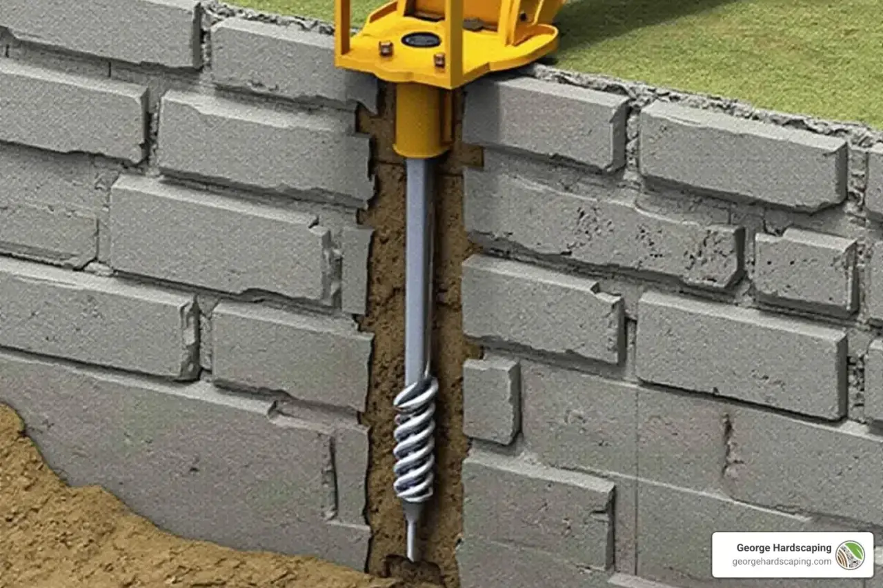 helical anchors retaining wall repair