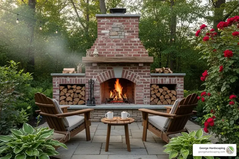 outside fireplace brick