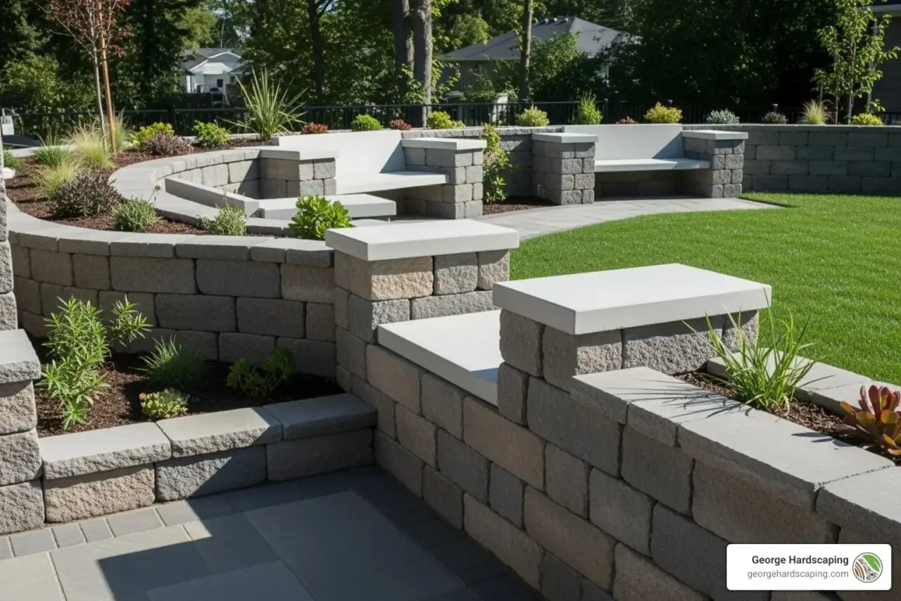 retaining wall with seating