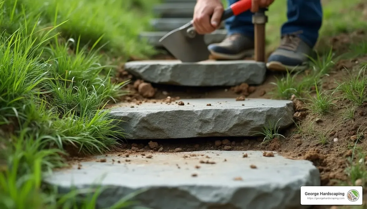 how to install stone steps on a slope